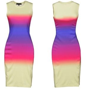 Jonathan Saunders Satin Multicolor Mini Dress Sz. XS/34 silky Bright rainbow NWT